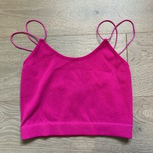 Hot pink ribbed bralette/cropped tank top